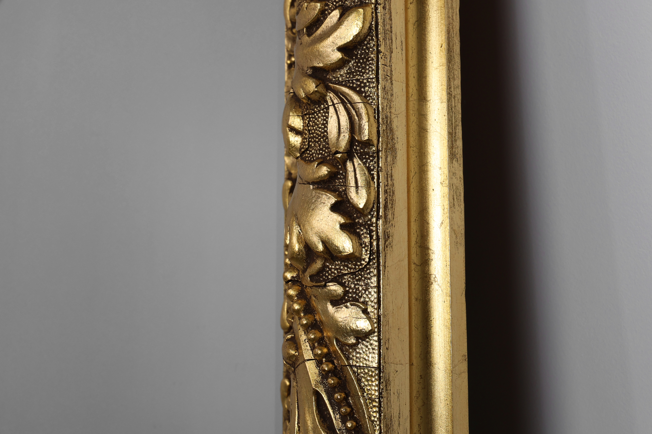 Large French Rustic Baroque Oak Wall Mirror, circa 1850thumbnail
